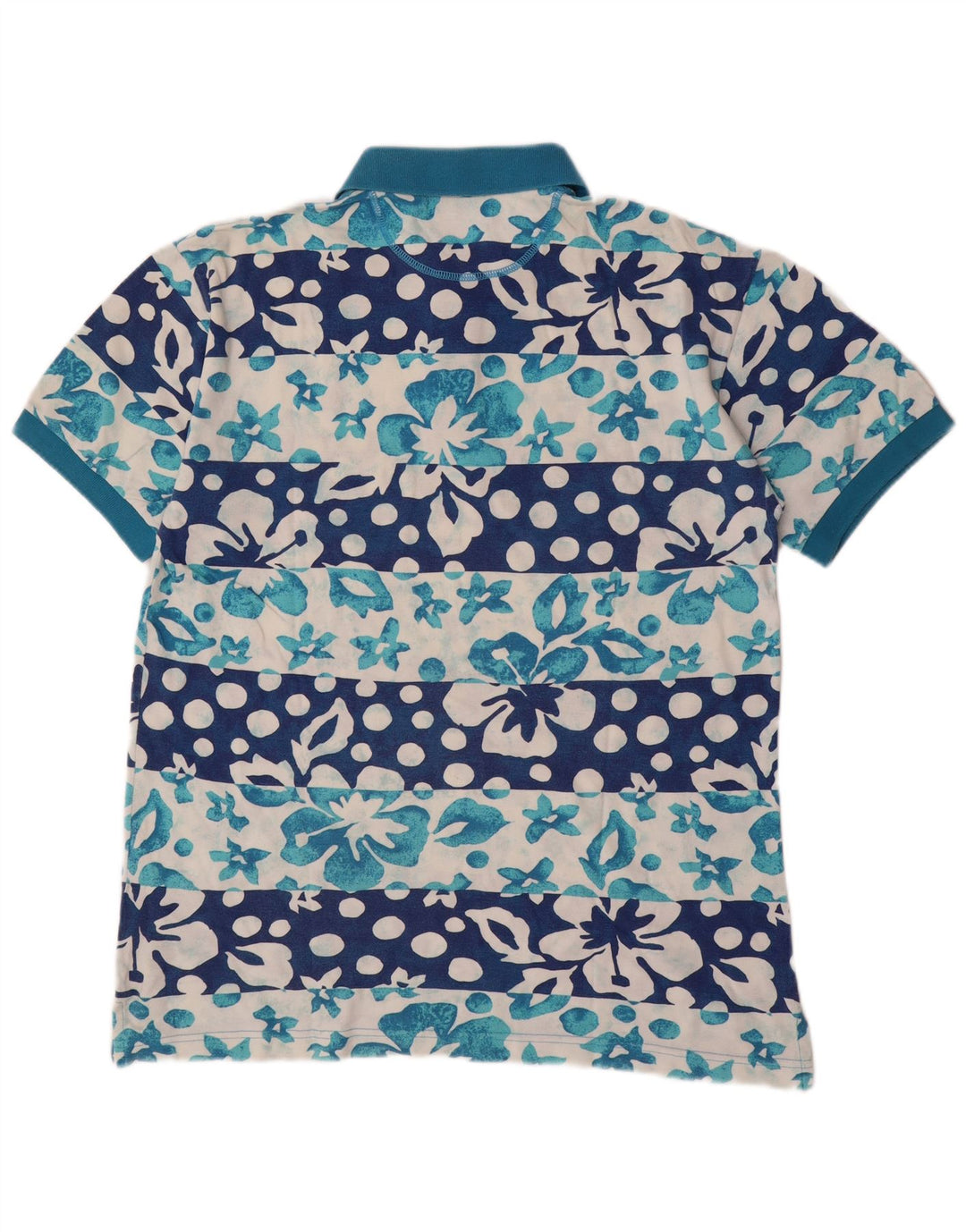 VINTAGE Polo Shirt til mænd 2XL Blå Blomsterbomuld