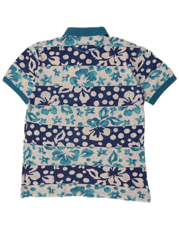 VINTAGE Polo Shirt til mænd 2XL Blå Blomsterbomuld