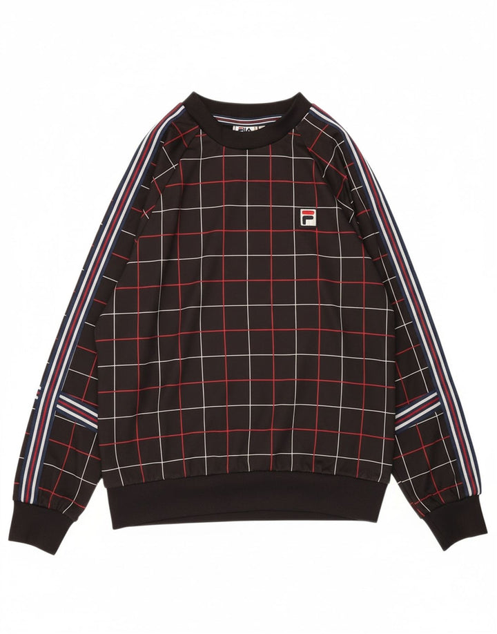 FILA Mens Top Long Sleeve Small Black Check Polyester