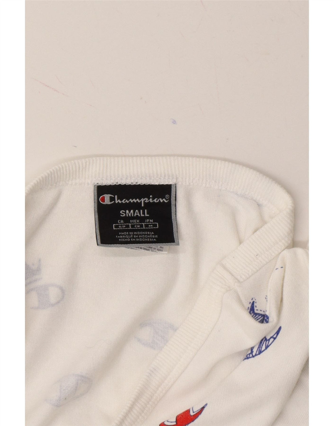 CHAMPION Womens Oversized Crop Graphic T-Shirt Top UK 10 Small White Vintage Champion and Second-Hand Champion from Messina Hembry 