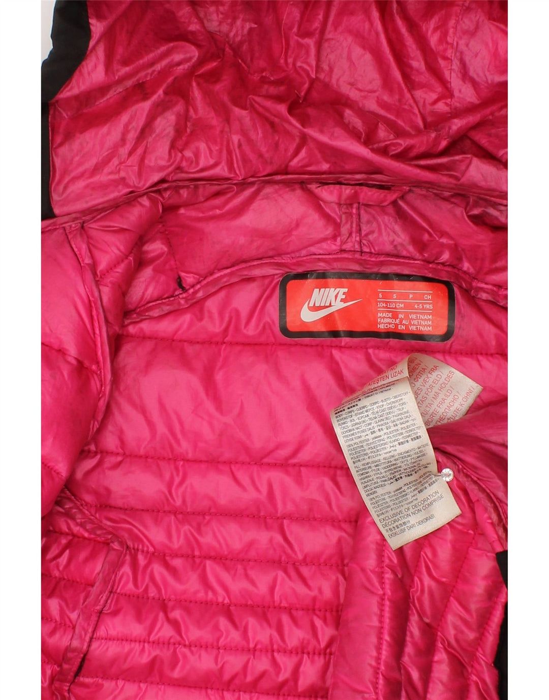 Nike Piger Polstret frakke med hætte 4-5 år Lille sort polyester