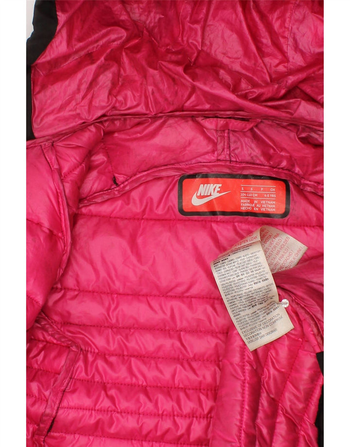 Nike Piger Polstret frakke med hætte 4-5 år Lille sort polyester