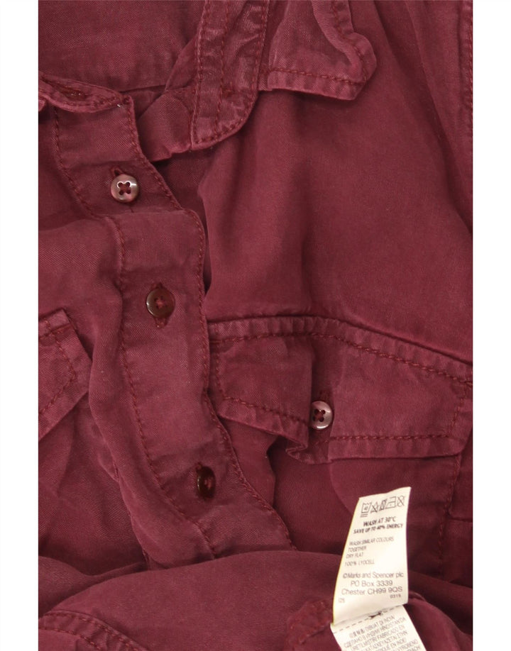 Marks & Spencer Dame Denim Shirt UK 10 Small Burgundy Lyocell