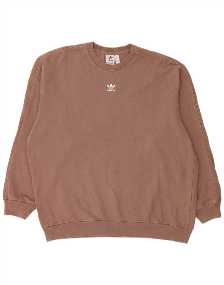 Adidas Dame Oversized Sweatshirt Jumper UK 8/10 Lille brun bomuld