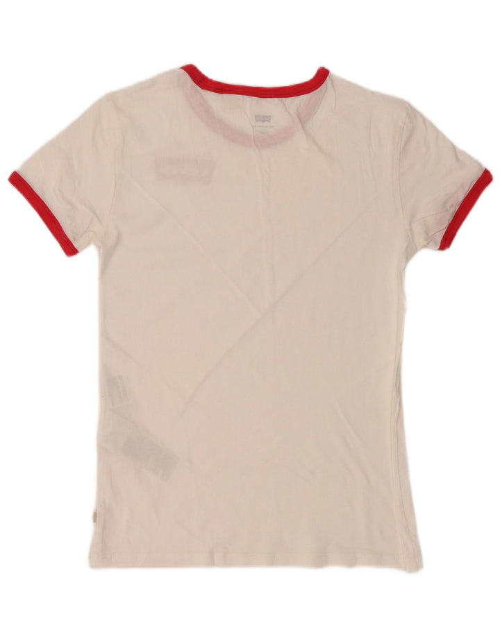 LEVI'S Womens T-Shirt Top UK 2 2XS White Cotton