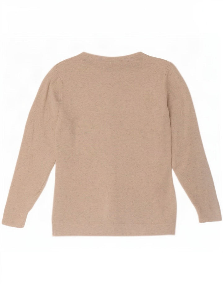White Stuff Dame 3/4 ærmet cardigan sweater UK 8 Small Off Spotted