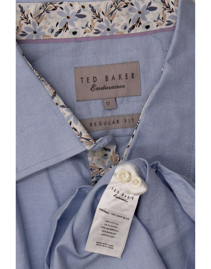 Ted Baker Herre Regular Fit skjorte størrelse 17 XL Blå bomuld