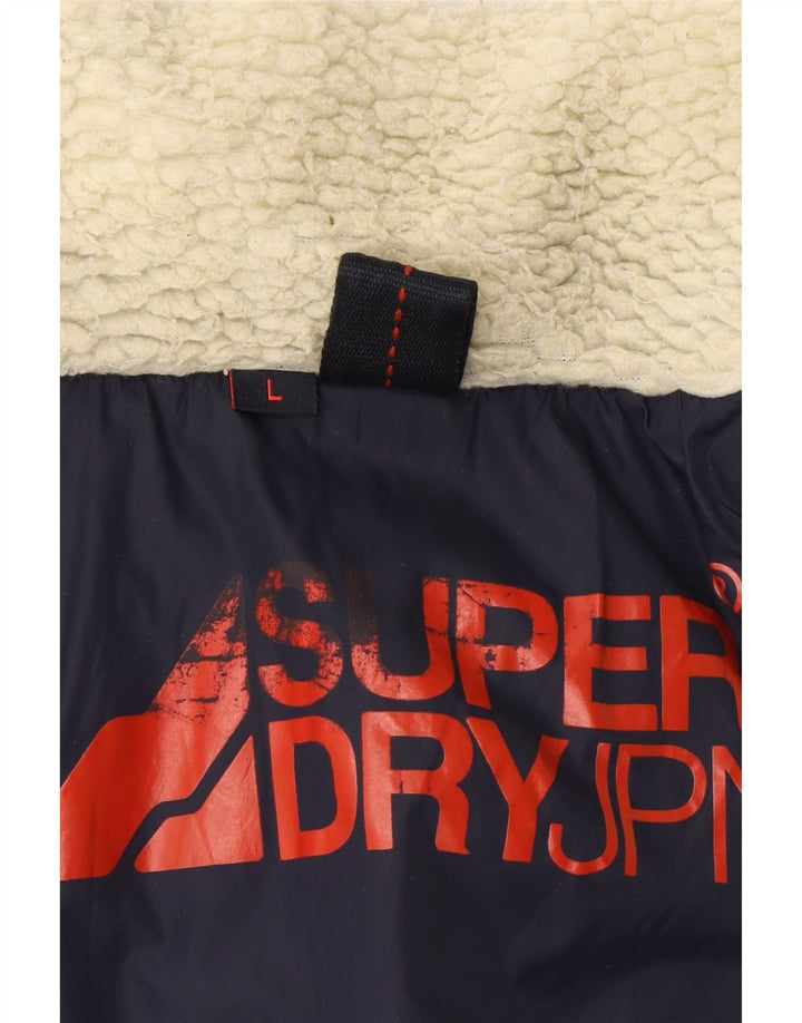 Superdry Herre grafisk polstret jakke UK 40 Stor marineblå nylon