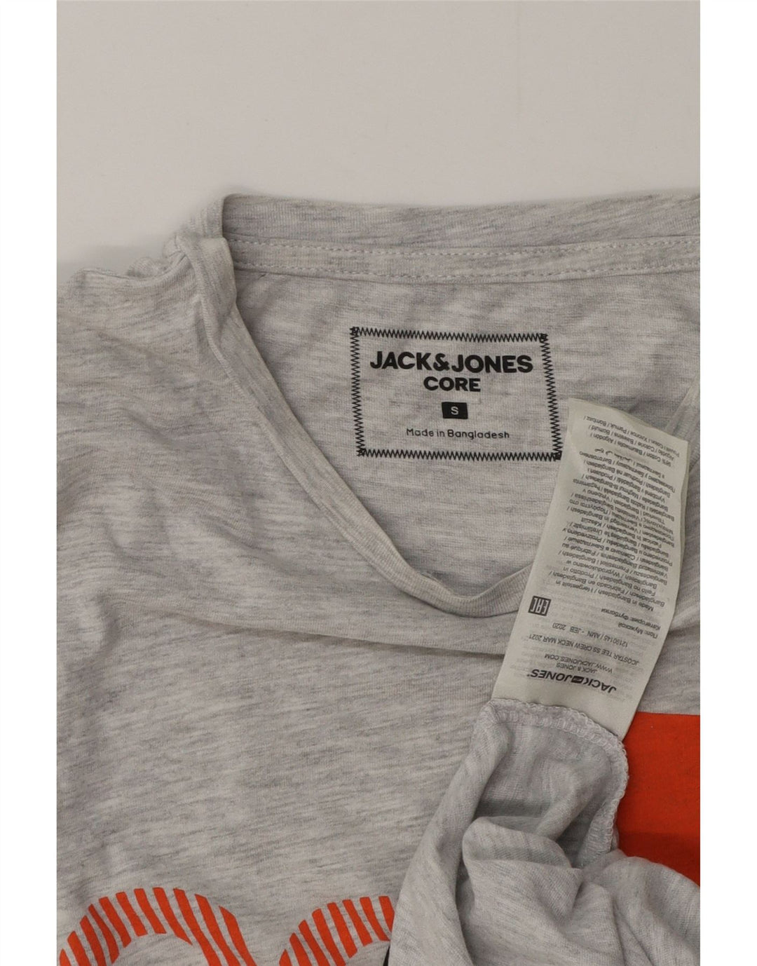 Jack & Jones Herre grafisk T-shirt Top Lille grå Flecked Bomuld