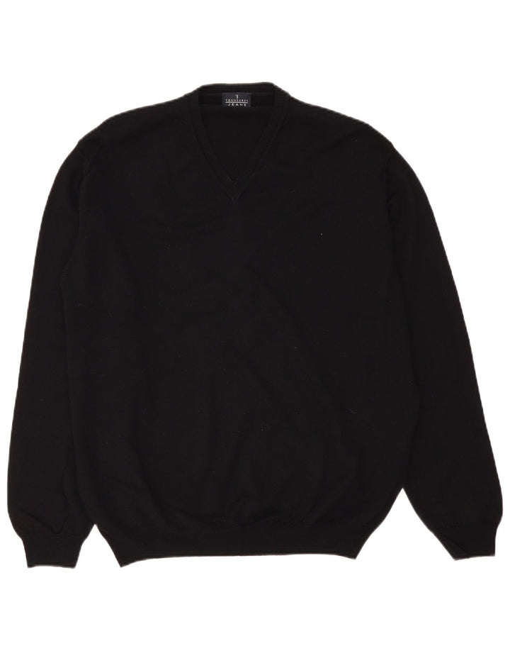 Trussardi Jeans Herre V-hals sweater XL Sort Uld