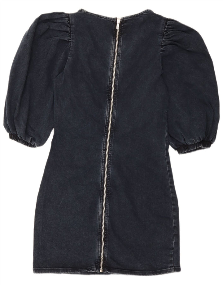 Zara Dame Denim Kjole UK 12 Medium Navy Blue