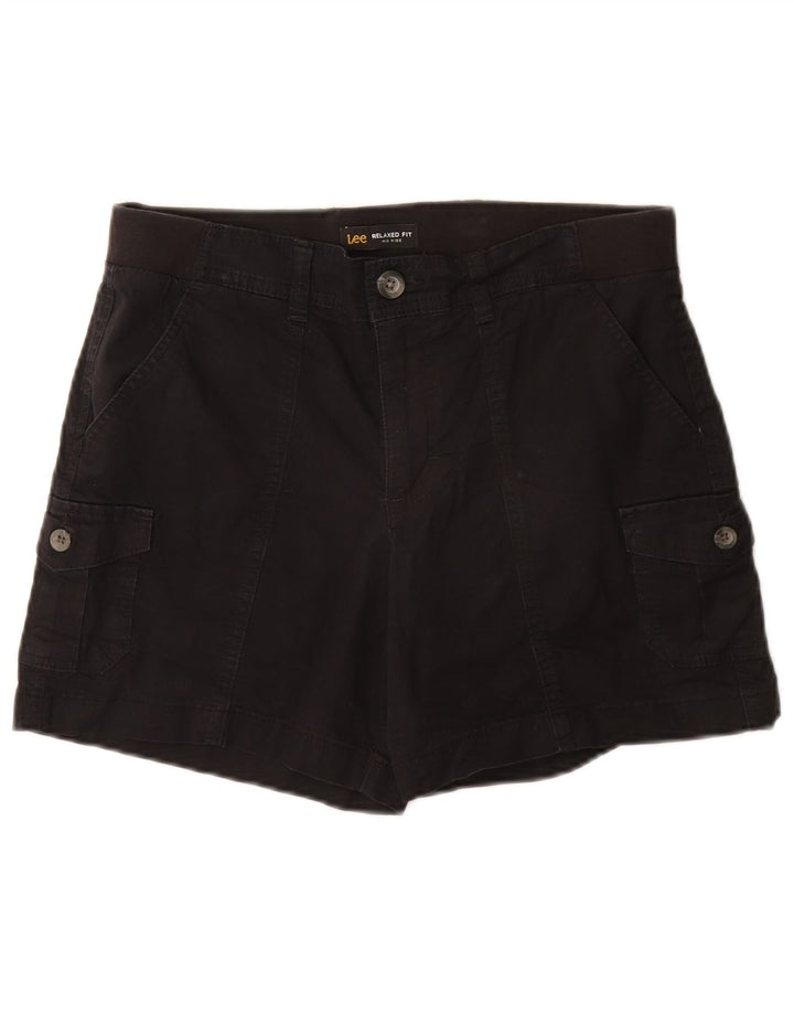Lee Womens Mid Rise Relaxed Fit Cargo Shorts US 8 Medium W30 Black Bomuld