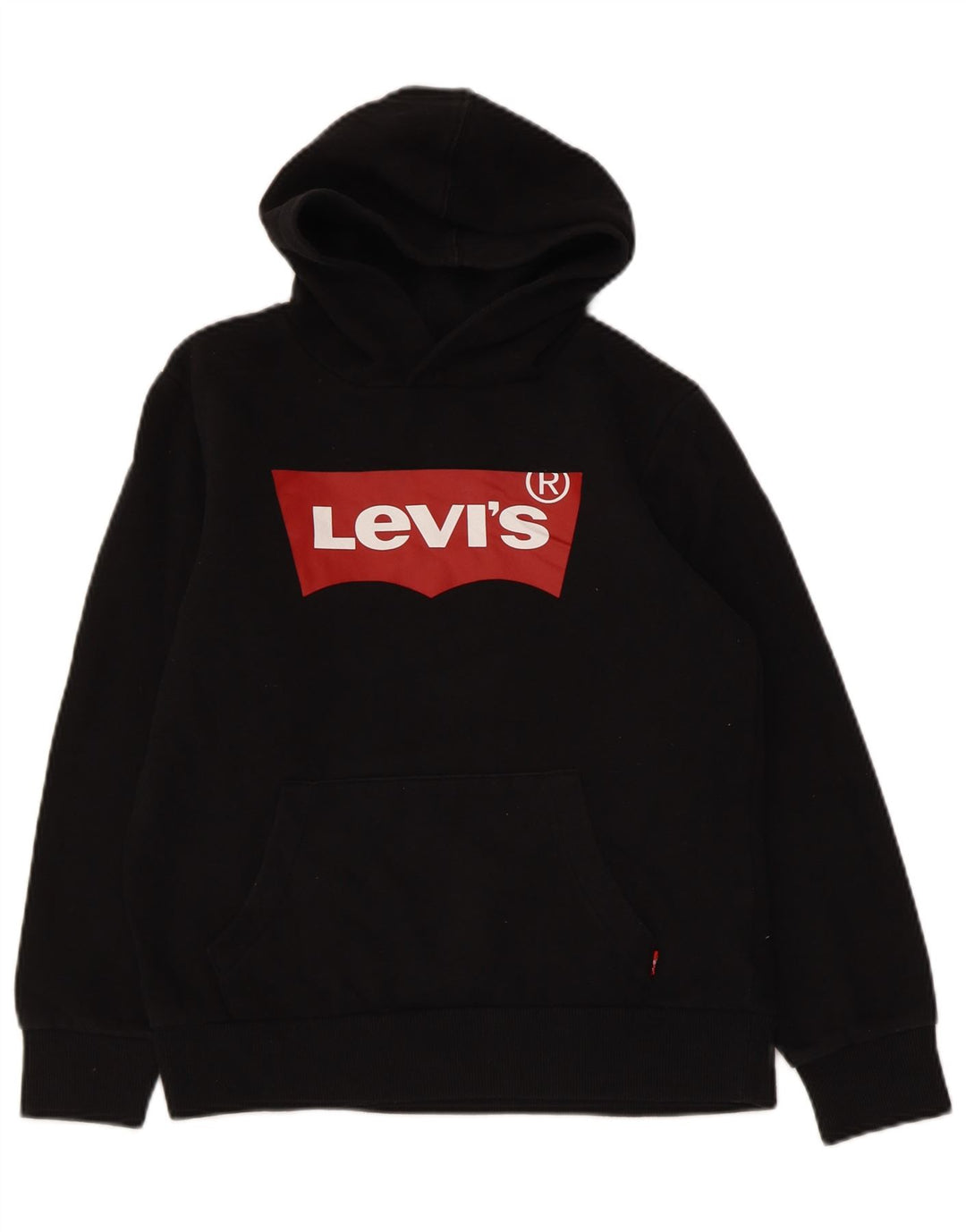 LEVI'S Boys Graphic Hoodie Jumper 10-11 Years Medium Black Cotton