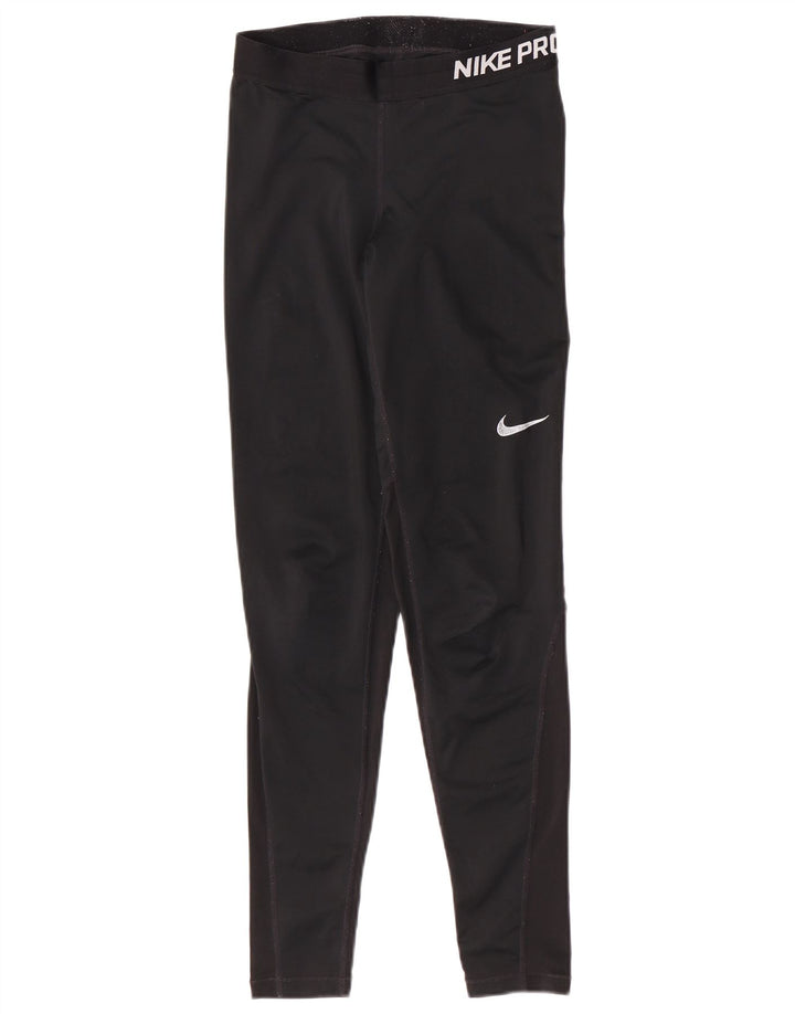 Nike Dame Dri Fit Capri Leggings UK 10 Small Black Polyester
