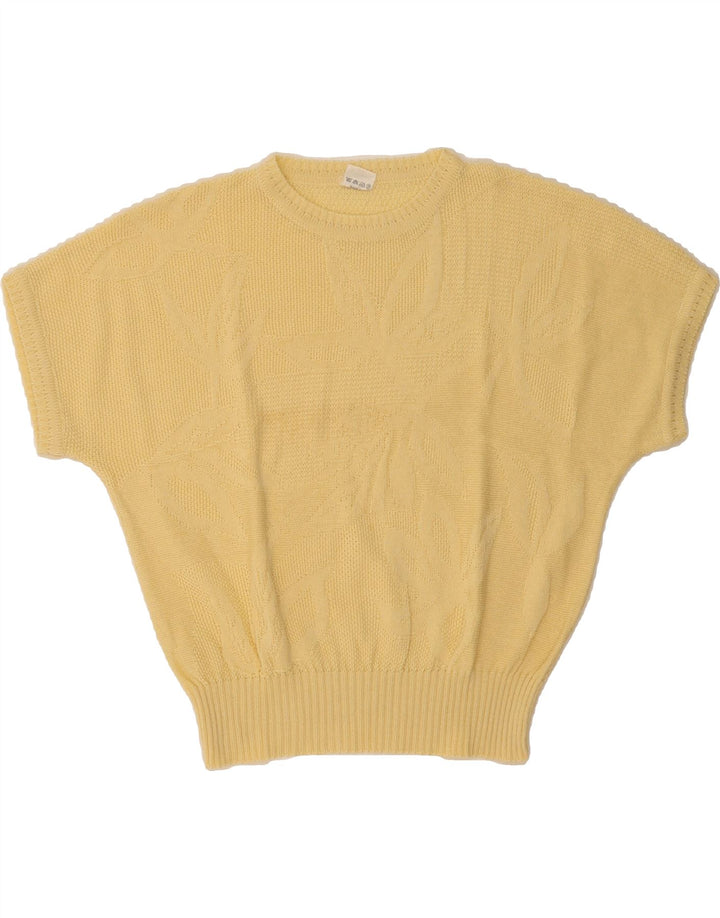 VINTAGE Womens Batwing Crew Neck Jumper Sweater UK 14 Medium Yellow Vintage Vintage and Second-Hand Vintage from Messina Hembry 