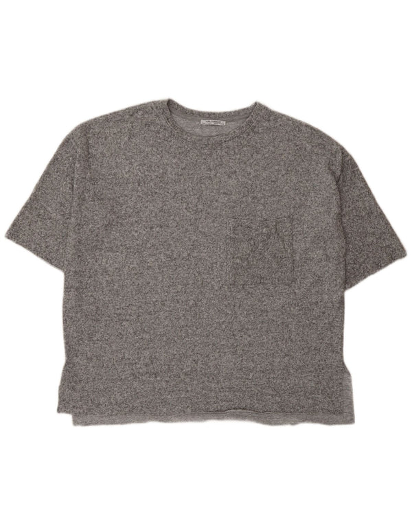 Zara Dame Trafaluc Oversized T-Shirt Top UK 10 Small Grey Flecked