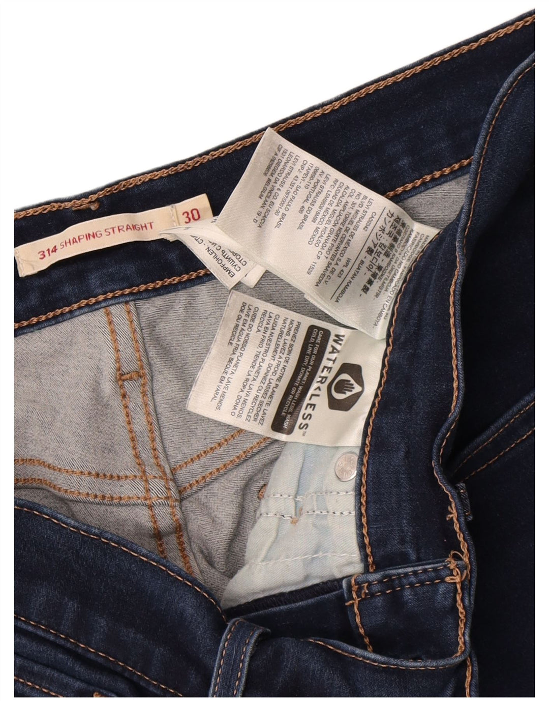 Levi's Dame 314 Shaping Straight Jeans W30 L31 Marineblå Bomuld