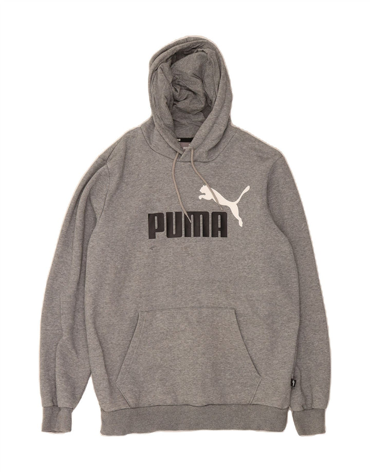 PUMA Mens Graphic Hoodie Jumper Medium Grey Cotton Vintage Puma and Second-Hand Puma from Messina Hembry 