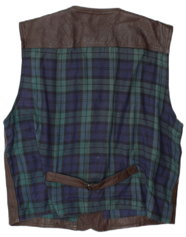 L.O.G.G Herre lædervest XL brun ternet læder