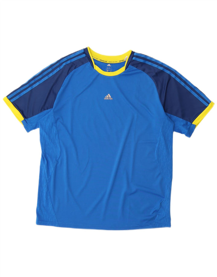 ADIDAS Herre Climacool T-Shirt Top Stor Blå Colourblock Polyester