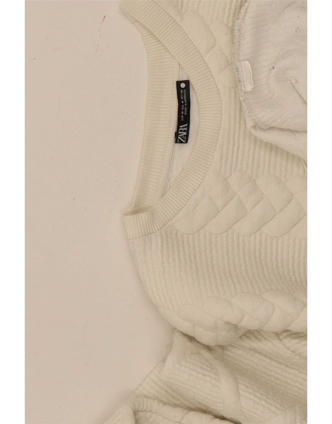 Zara Womens Crop Relaxed Fit Sweatshirt Jumper UK 14 Medium Off White