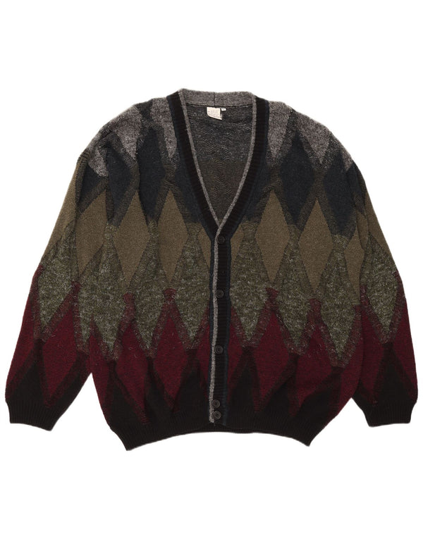 Vintage herre cardigan sweater IT 50 Medium Multicolored Argyle/Diamond