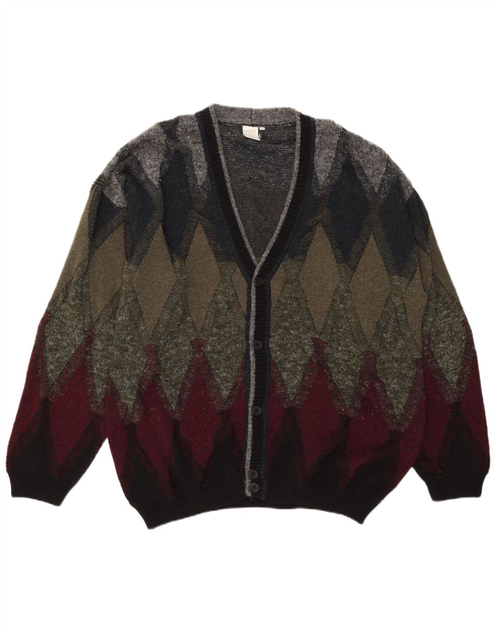 Vintage herre cardigan sweater IT 50 Medium Multicolored Argyle/Diamond