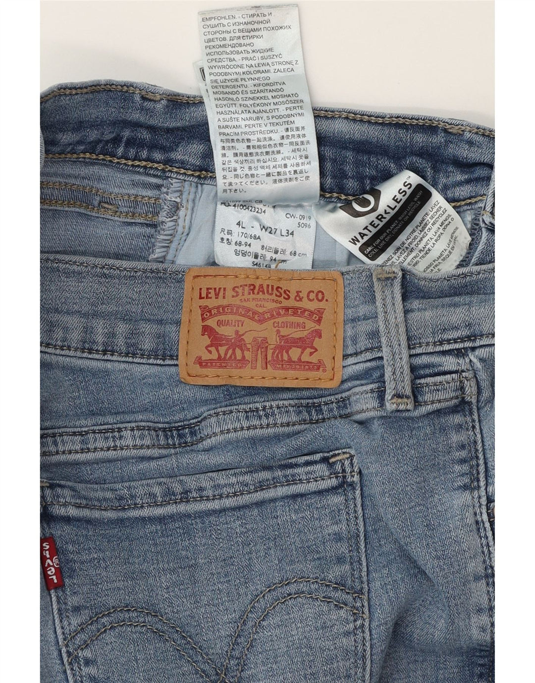 LEVI'S Dame 505 Straight Jeans US 4 Small W27 L34 Blå Bomuld