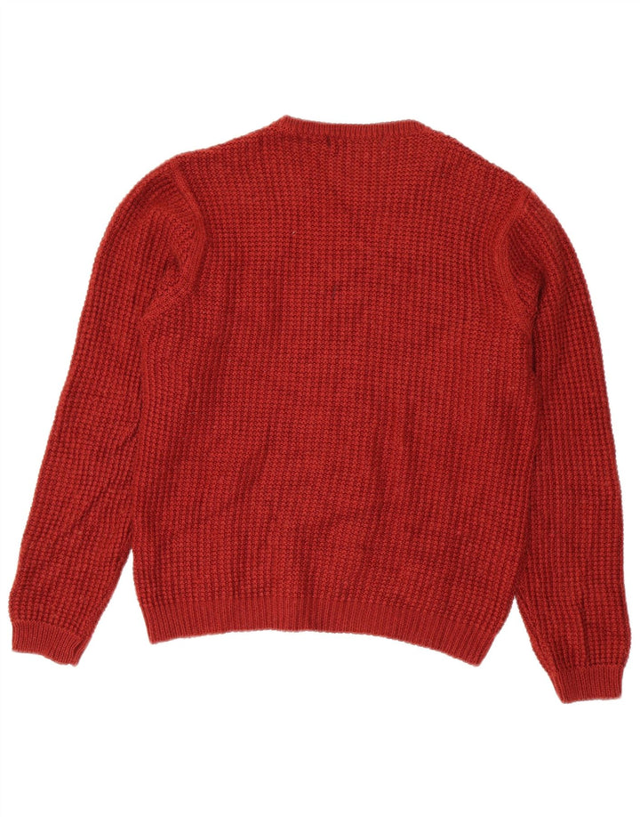 ZARA Herre Crew Neck Jumper Sweater Stor rødbrun akryl