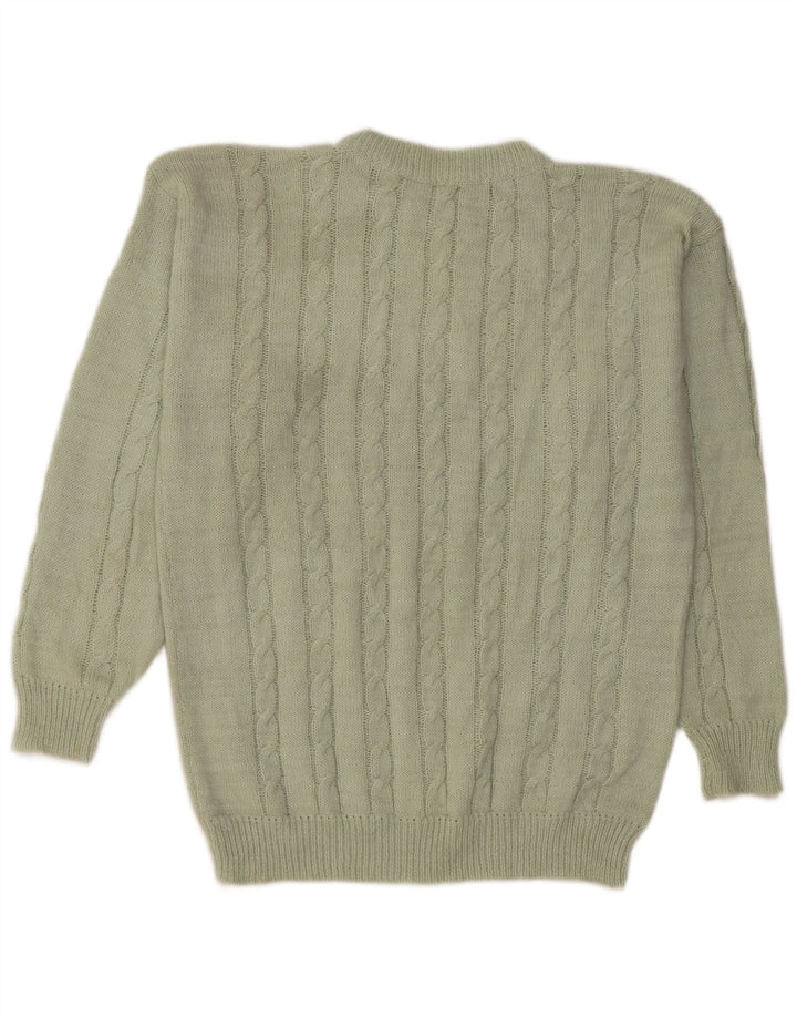 Vintage herre sweater med rund hals, medium grøn