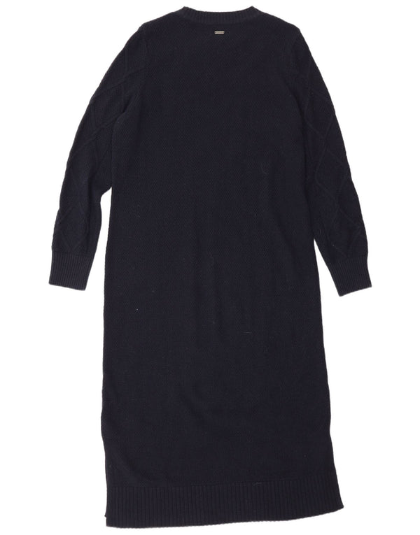Barbour Dame Langærmet Jumper Dress UK 12 Medium Navy Blue Classic