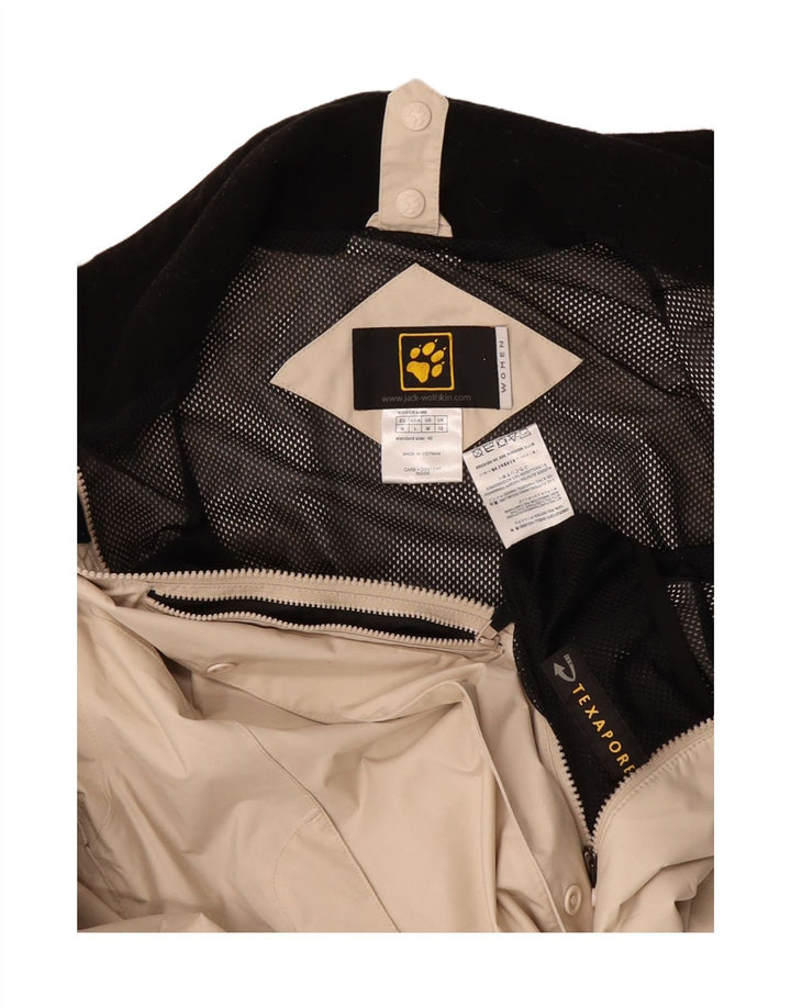 JACK WOLFSKIN Womens Rain Jacket UK 12 Medium Beige Polyester