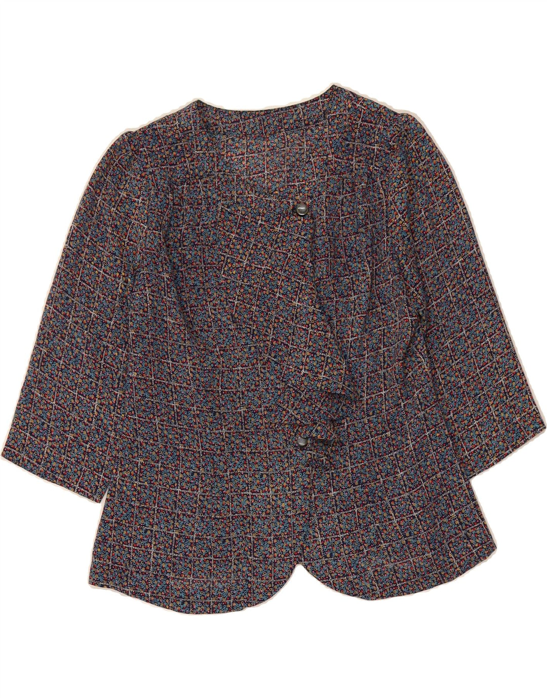VINTAGE Womens 3/4 Sleeve Shirt Blouse UK 12 Medium Blue Check Vintage Vintage and Second-Hand Vintage from Messina Hembry 