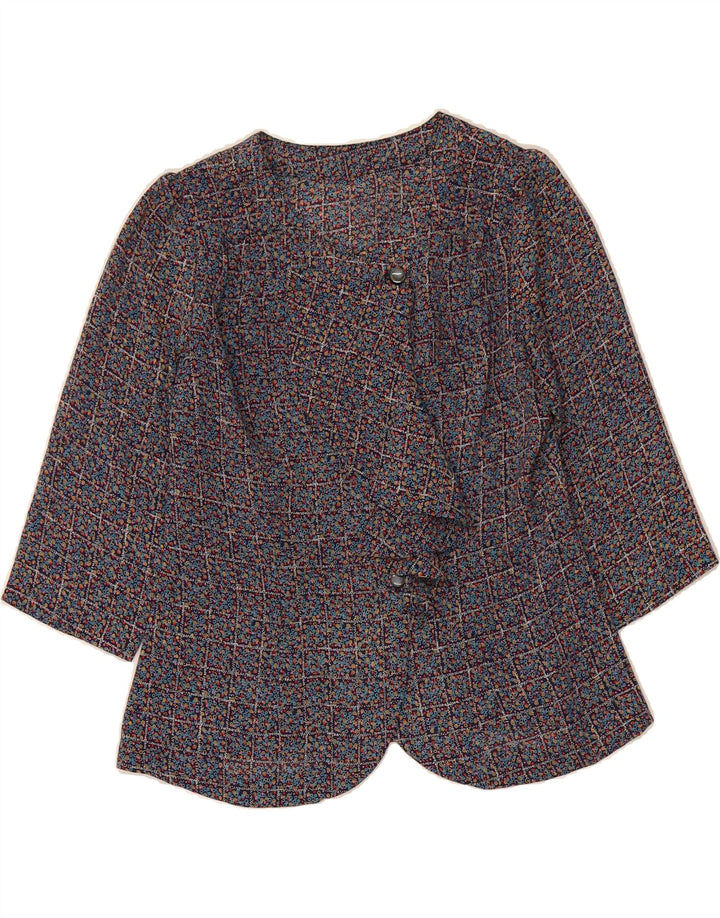 VINTAGE Womens 3/4 Sleeve Shirt Blouse UK 12 Medium Blue Check Vintage Vintage and Second-Hand Vintage from Messina Hembry 