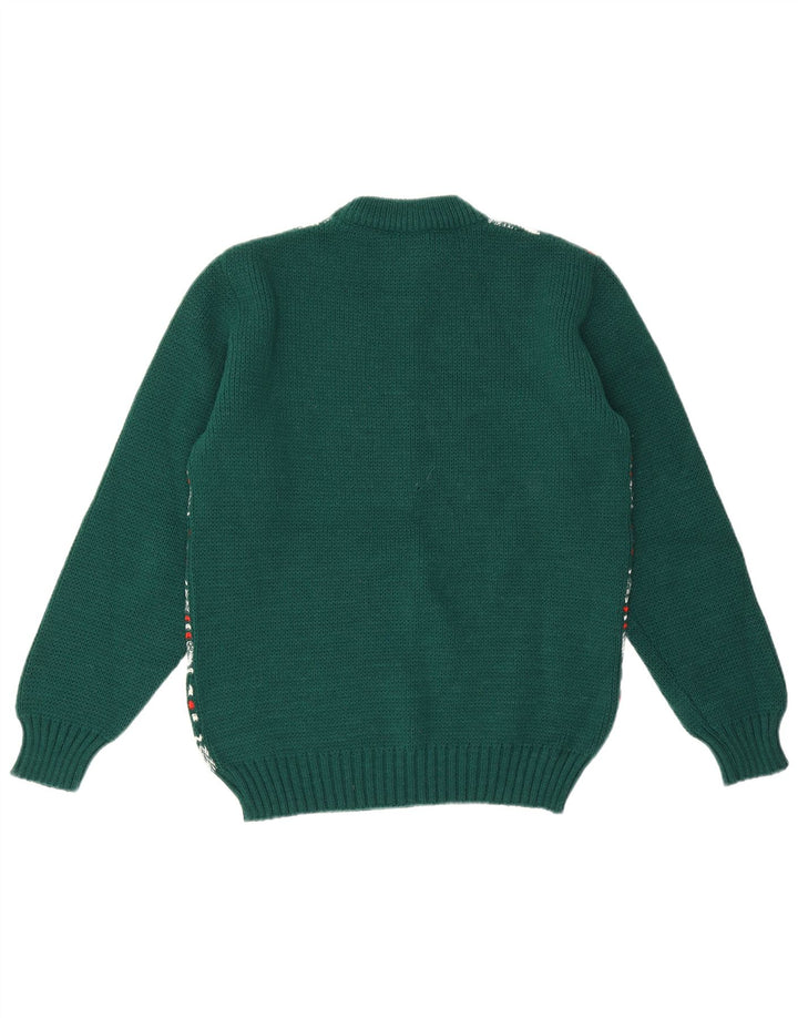 Dralon Herre Crew Neck Jumper Sweater Small Green Fair Isle Polyacryl