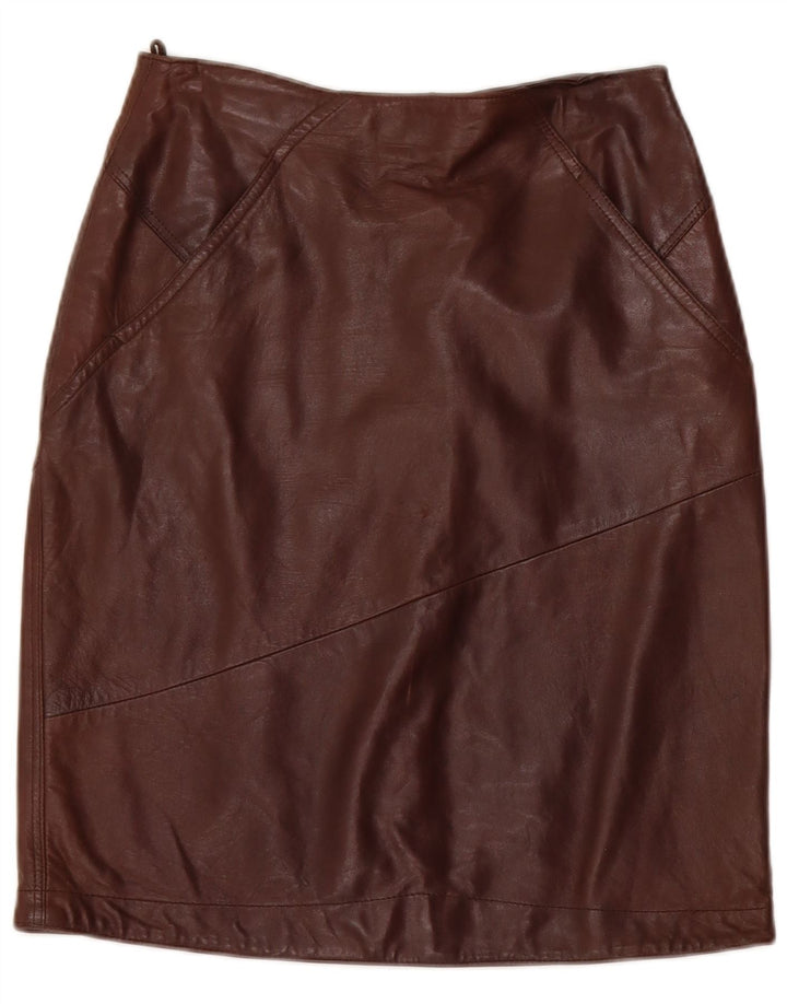 Vintage kvinders højtaljede lædernederdel IT 42 Medium W26 Brun
