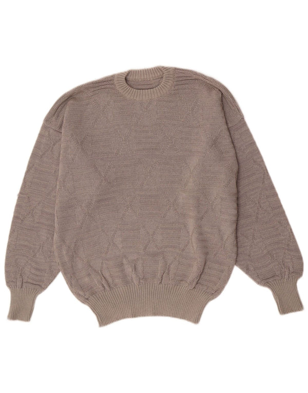 Vintage Mens Crew Neck Jumper Sweater Medium Grey
