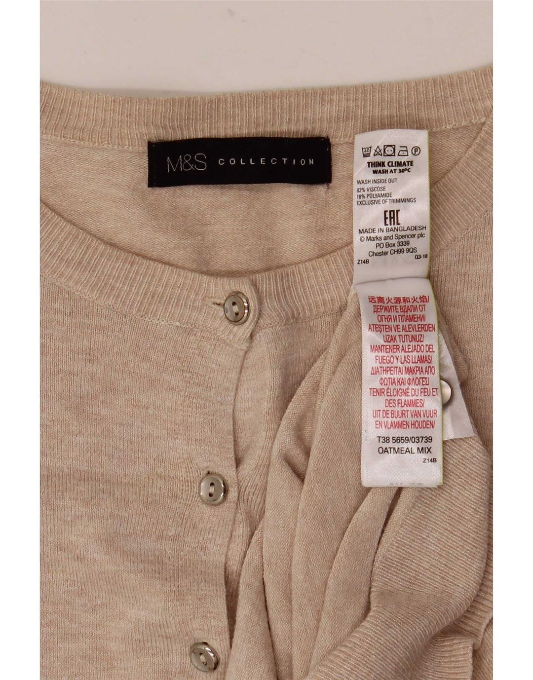 Marks & Spencer Dame Cardigan Sweater UK 10 Small Beige Viscose