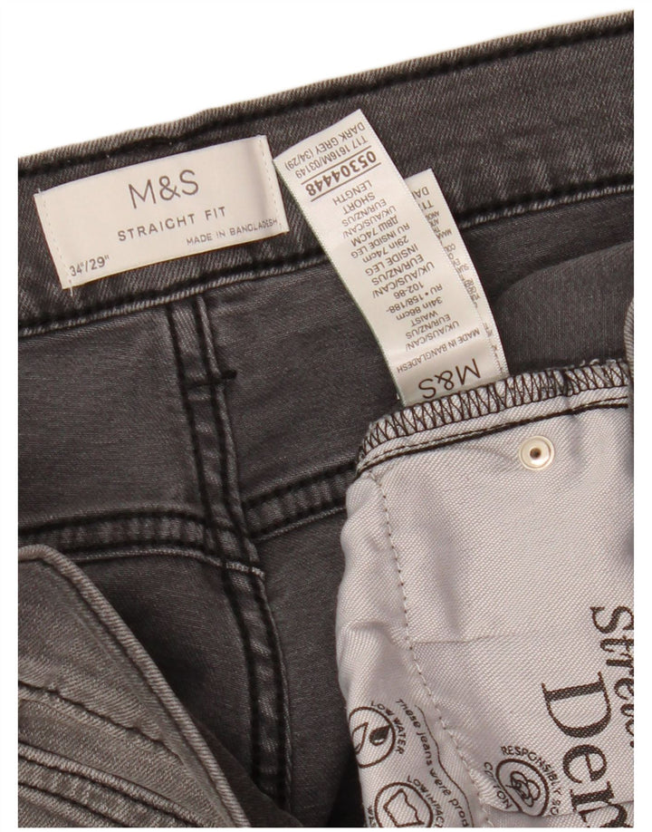 MARKS & SPENCER Straight jeans til mænd W34 L29 Grå bomuld
