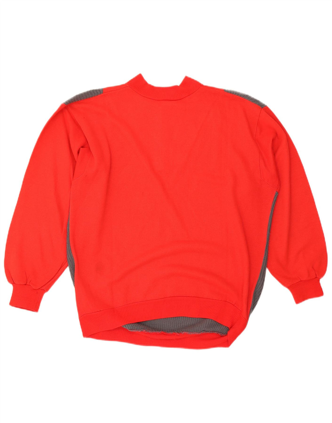 VINTAGE Herre Button Neck Sweatshirt Jumper Medium Rød Colourblock