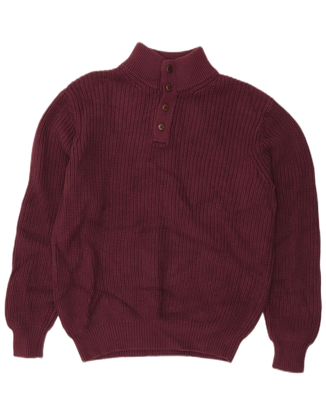 L.L.Bean Herre Button Neck sweater Medium Bourgogne Bomuld
