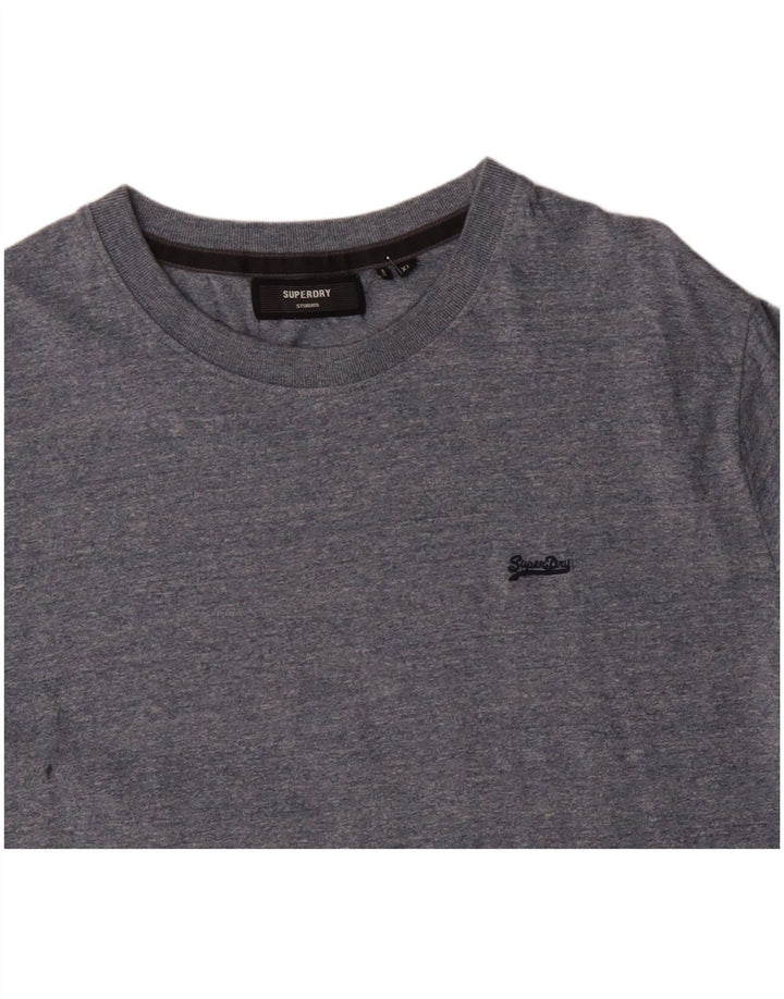 SUPERDRY Herre T-Shirt Top XL Blå Flecked Bomuld
