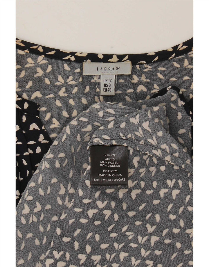 Jigsaw Damebluse Top UK 12 Medium Navy Blue Spotted Viscose