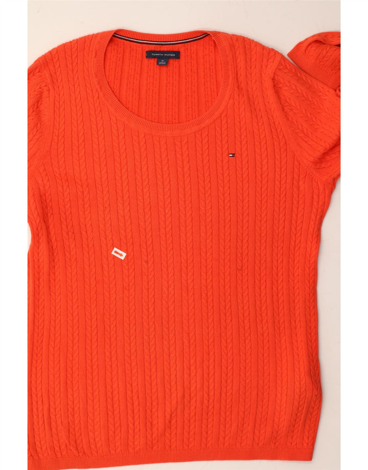TOMMY HILFIGER Womens Crew Neck Jumper Sweater UK 14 Medium Orange Vintage Tommy Hilfiger and Second-Hand Tommy Hilfiger from Messina Hembry 