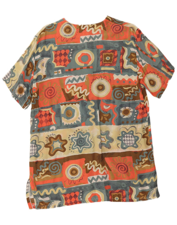 Vintage dameskjorte bluse UK 14 Medium Flerfarvet Geometrisk