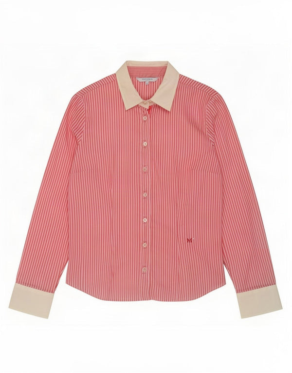 Marella Womens Shirt UK 14 Large Pink Pinstripe Cotton