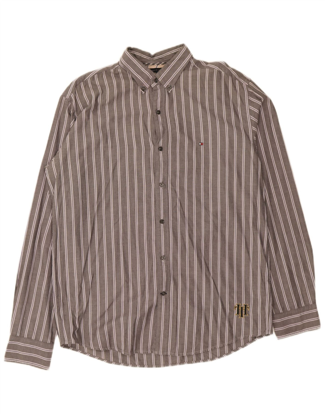 Tommy Hilfiger Herre Vintage Fit skjorte, stor grå stribet
