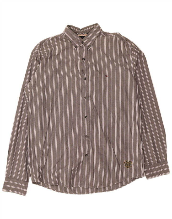 Tommy Hilfiger Herre Vintage Fit skjorte, stor grå stribet