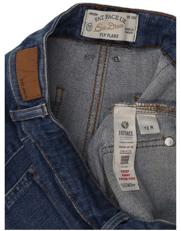 FAT FACE Dame Fly Flared Jeans UK 12 Medium W30 L30 Blå Bomuld