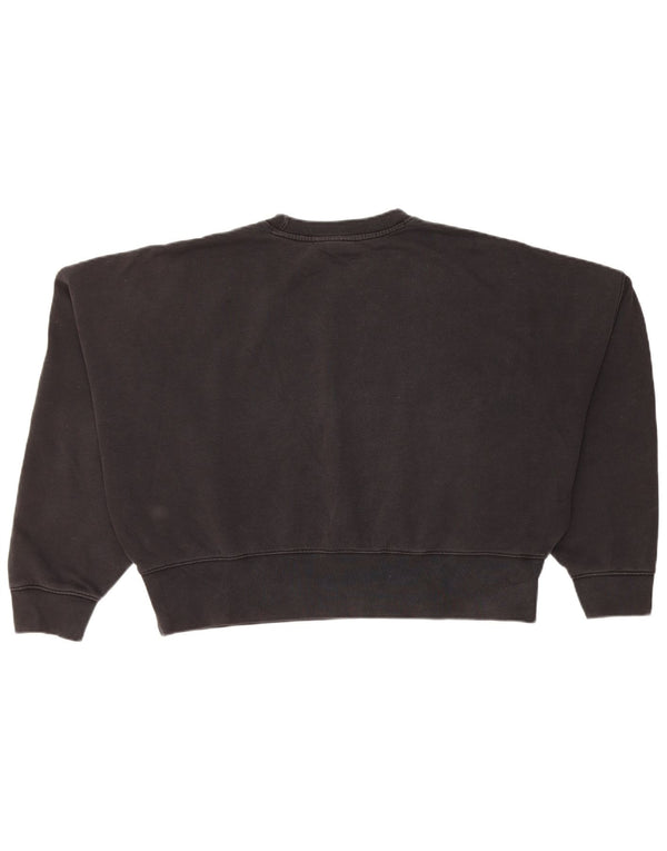 Adidas Womens Crop Oversized Sweatshirt Jumper UK 10 Small Black Bomuld